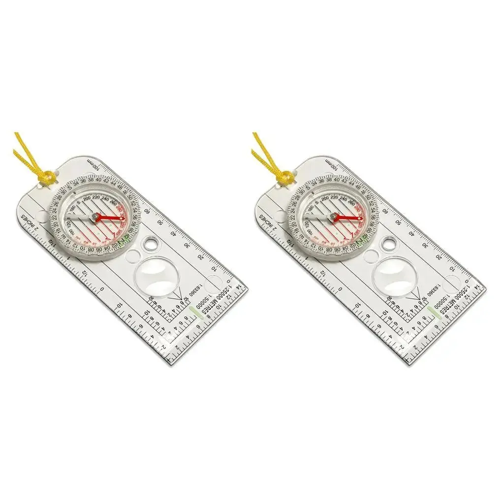 Professional Mini Compass with Map Scale Ruler - Multifunctional Outdoor Hiking and Camping Tool