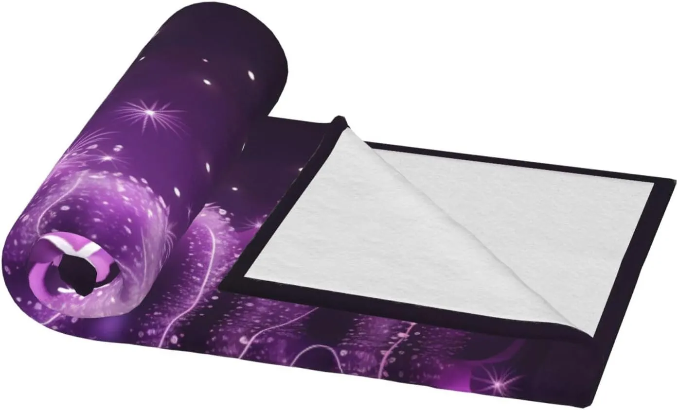 Purple Christmas Tree Throw Blankets，Shine Stars Winter Snow Soft Fleece Blanket 60"X50" Couch Cover for Bed Sofa Chair Camping Travel