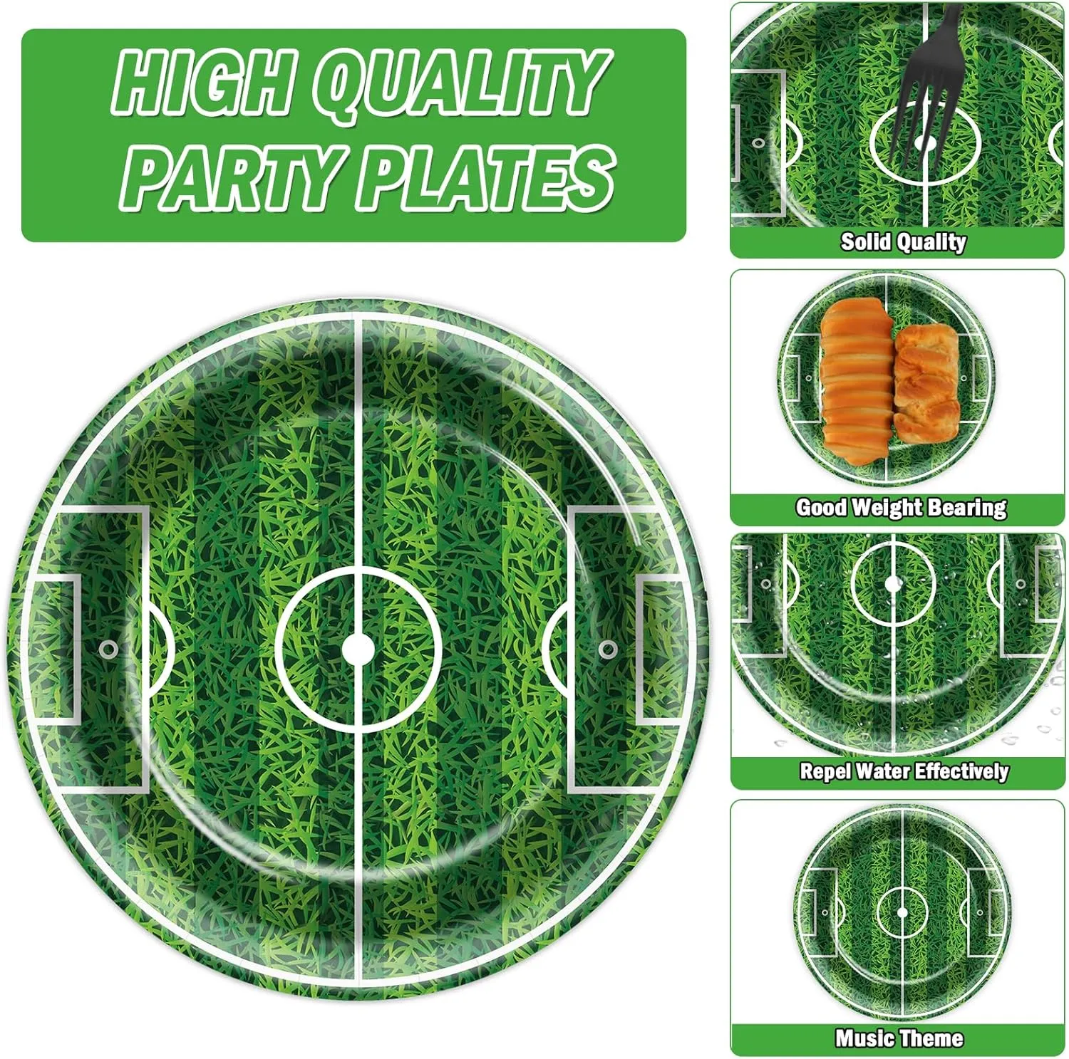 Qyeahkj 100 Pcs Soccer Party Plates and Napkins Set, Sports Birthday Party Supplies, Soccer Ball Disposable Paper Dessert Cake Dinnerware Tableware, Serves 25