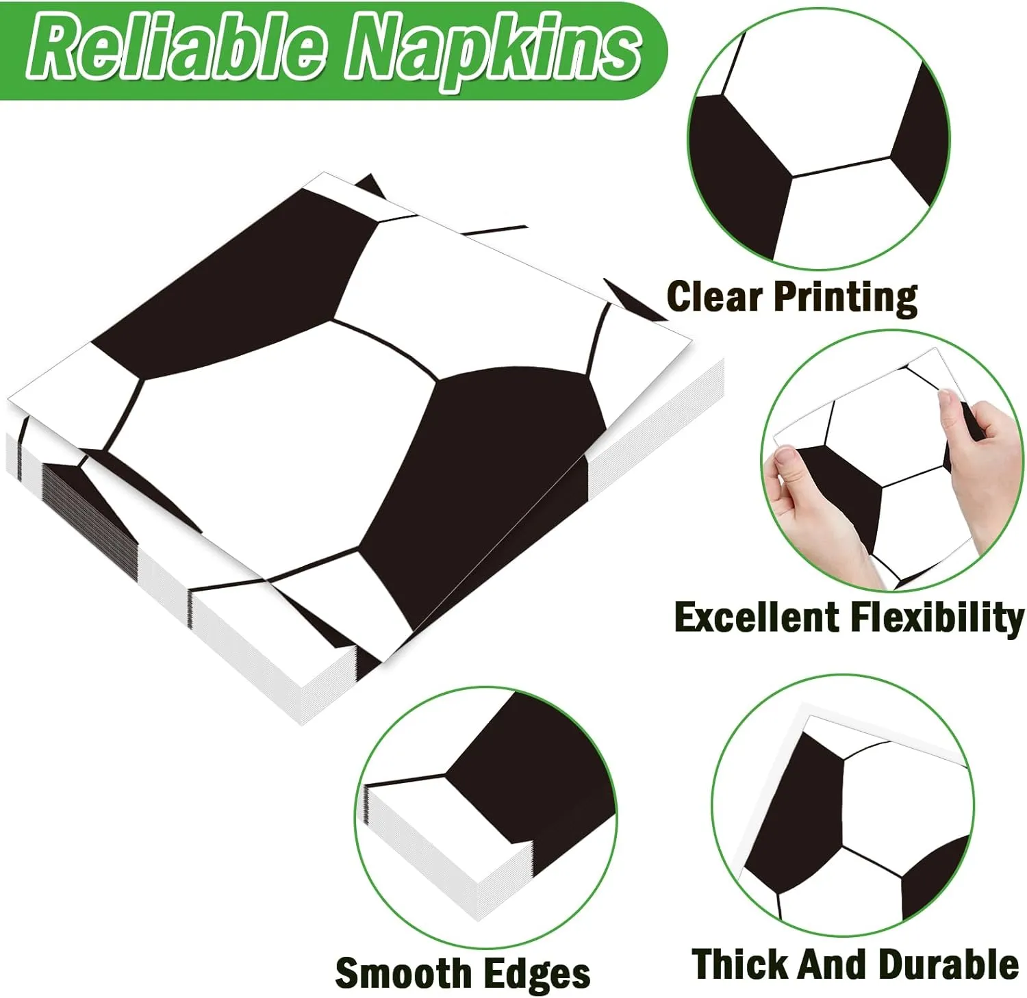 Qyeahkj 100 Pcs Soccer Party Plates and Napkins Set, Sports Birthday Party Supplies, Soccer Ball Disposable Paper Dessert Cake Dinnerware Tableware, Serves 25