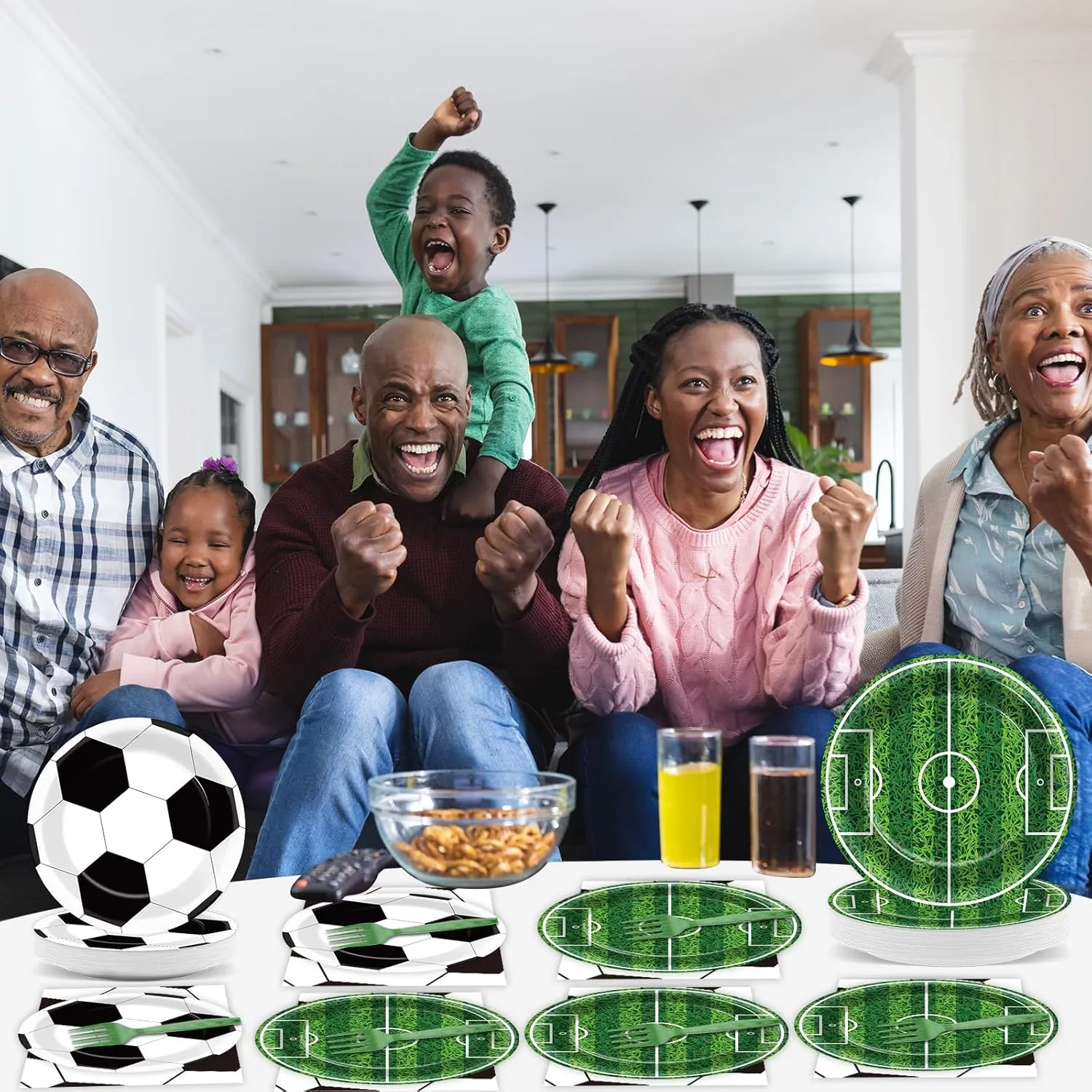 Qyeahkj 100 Pcs Soccer Party Plates and Napkins Set, Sports Birthday Party Supplies, Soccer Ball Disposable Paper Dessert Cake Dinnerware Tableware, Serves 25