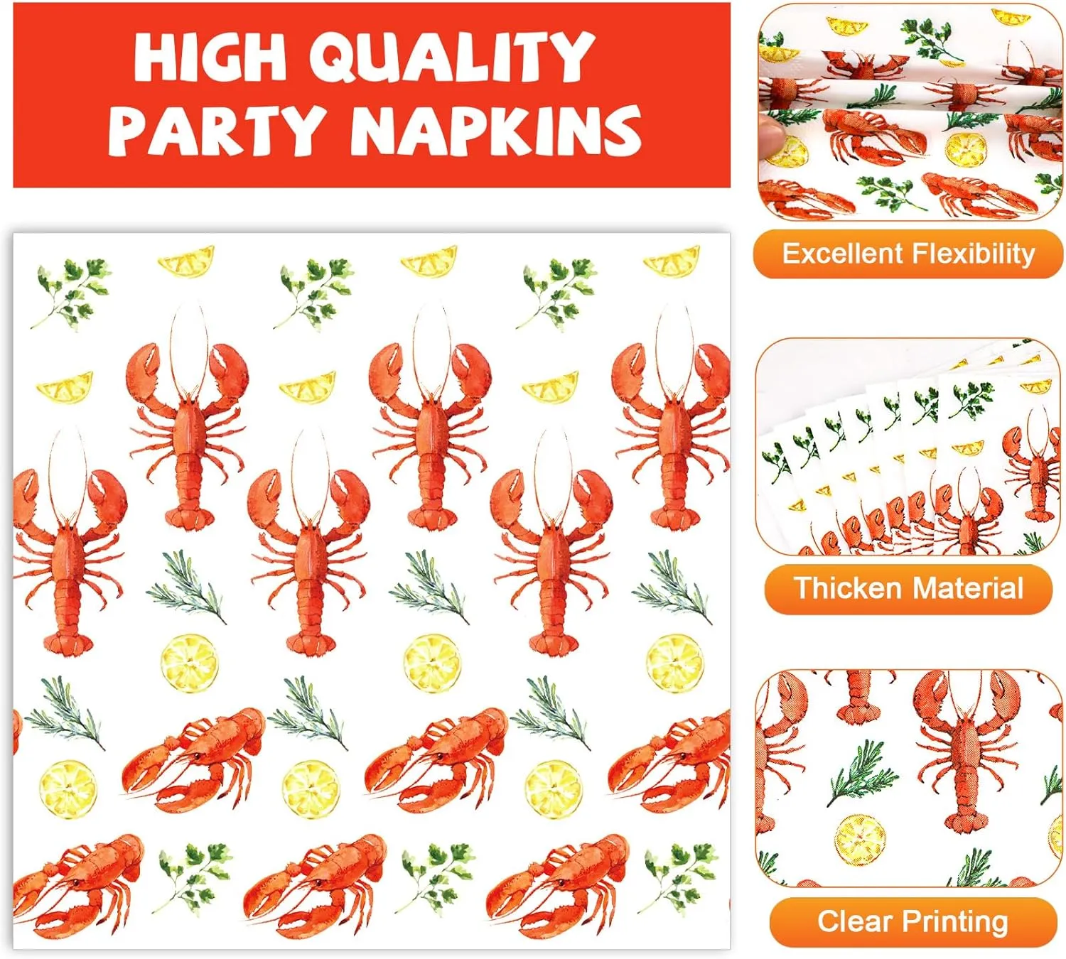 Qyeahkj 100PCS Crawfish Boil Party Supplies Serve 25 Crawfish Plates Napkins for Lobster Seafood Shrimp Boil Decorations Crawfish Crab Party Tableware Set for Birthday Baby Shower