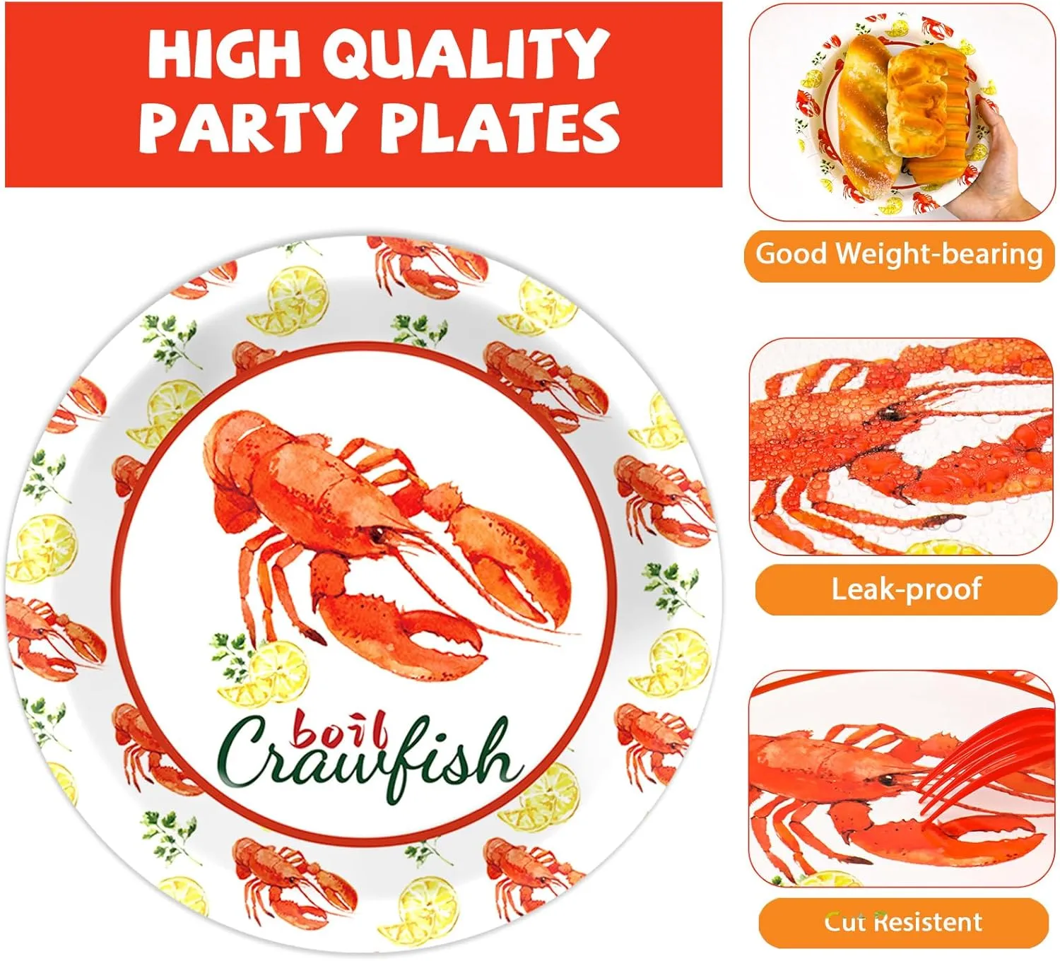 Qyeahkj 100PCS Crawfish Boil Party Supplies Serve 25 Crawfish Plates Napkins for Lobster Seafood Shrimp Boil Decorations Crawfish Crab Party Tableware Set for Birthday Baby Shower