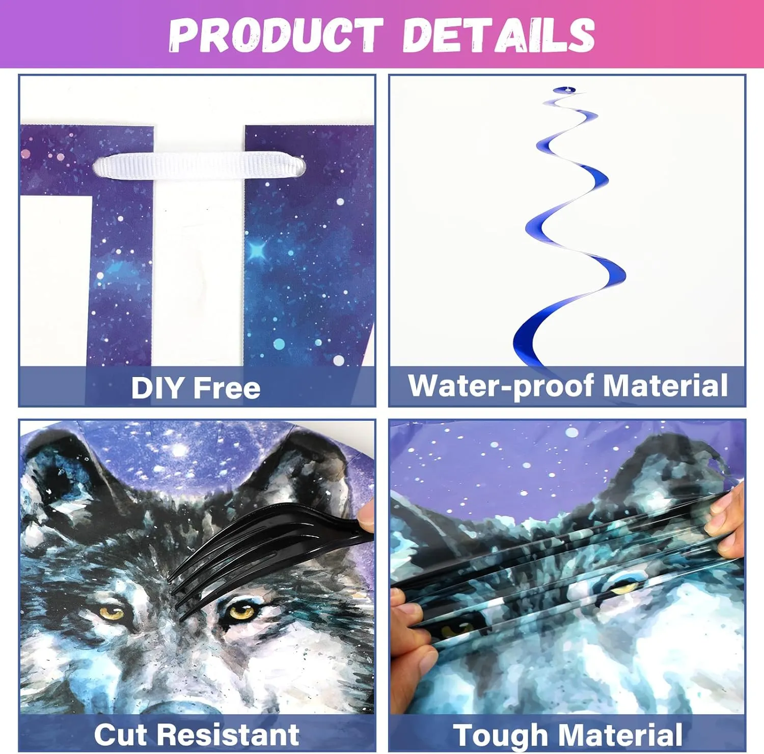 Qyeahkj 121pcs Wolf Party Supplies Set Includes Plates Napkins Cups Tablecloth Swirls Banner Tableware Kit Dispose Animal Wolf Party Decorations Favors, Serve 16