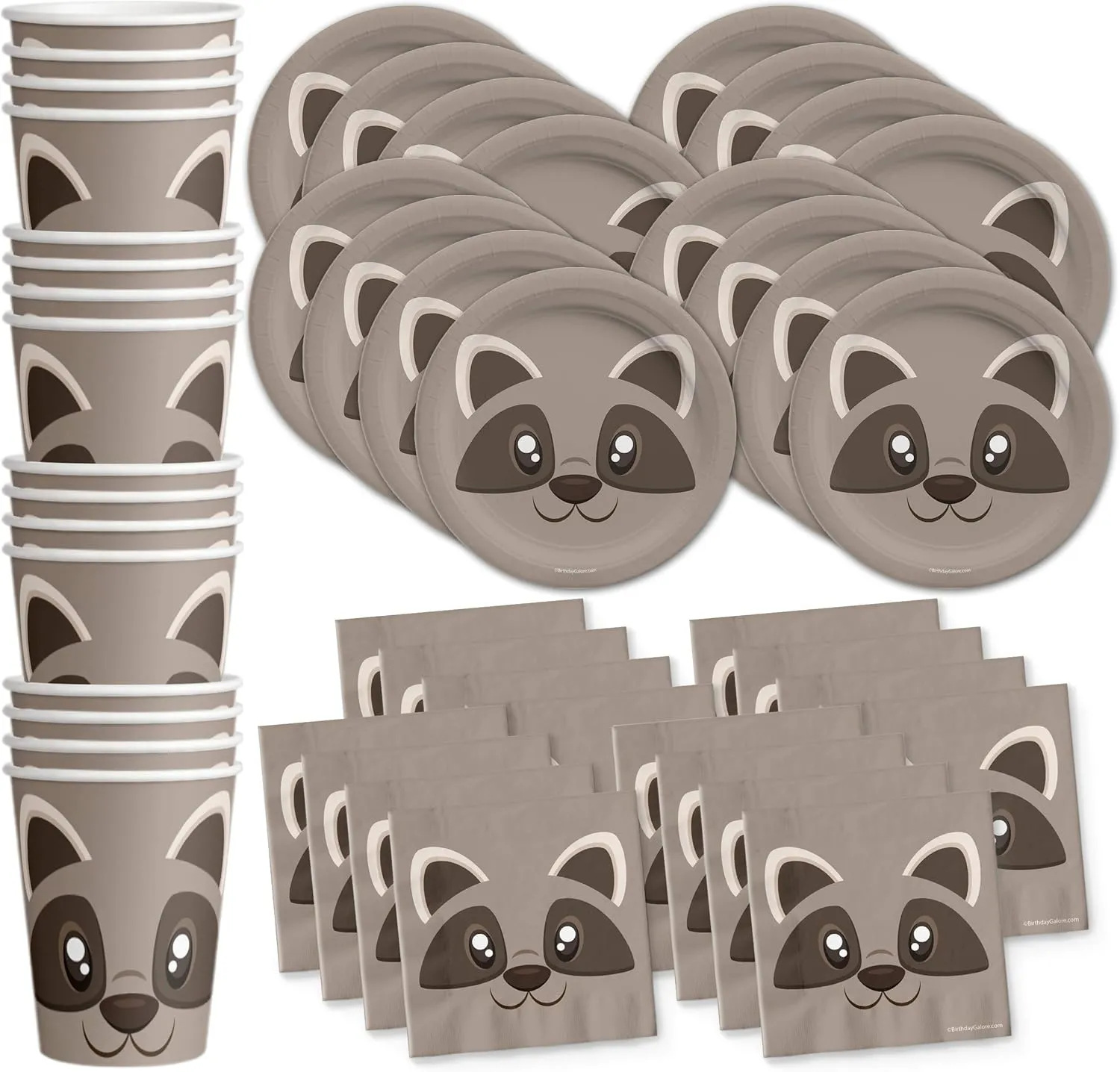 Raccoon Birthday Party Supplies Set Plates Napkins Cups Tableware Kit for 16
