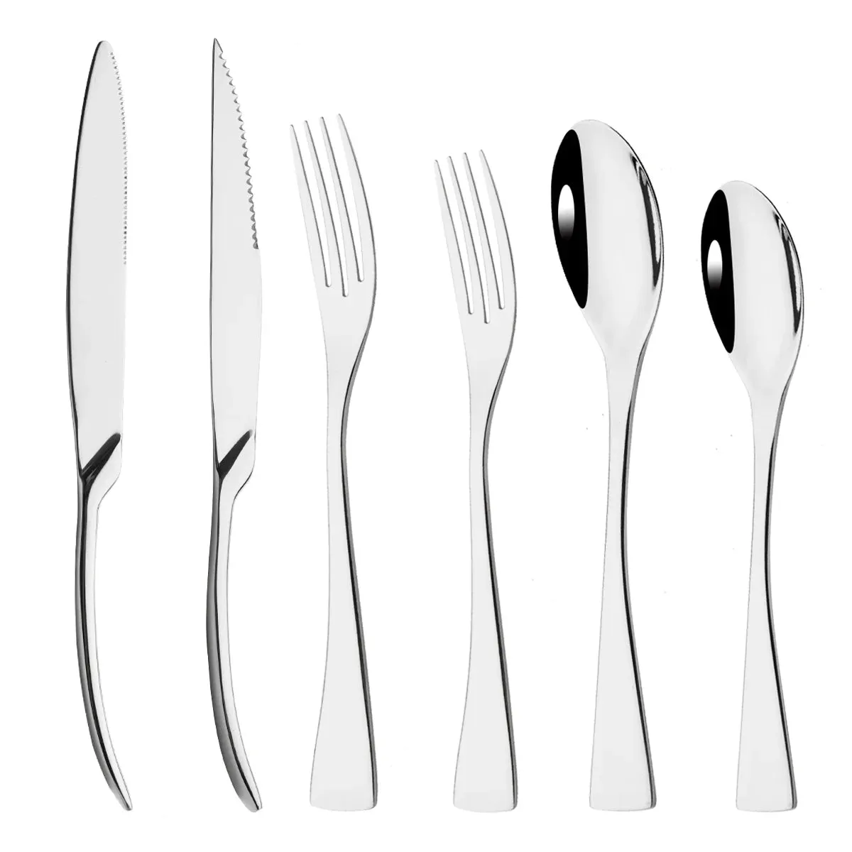 Rainbow Curved Stainless Steel Tableware Set, 6PC