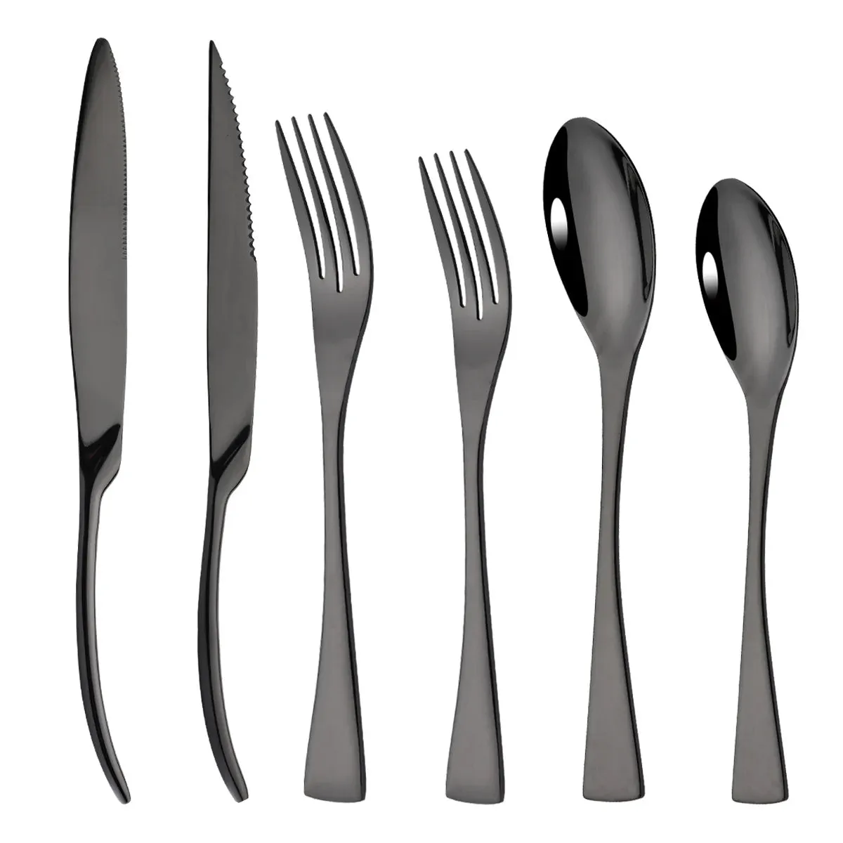 Rainbow Curved Stainless Steel Tableware Set, 6PC