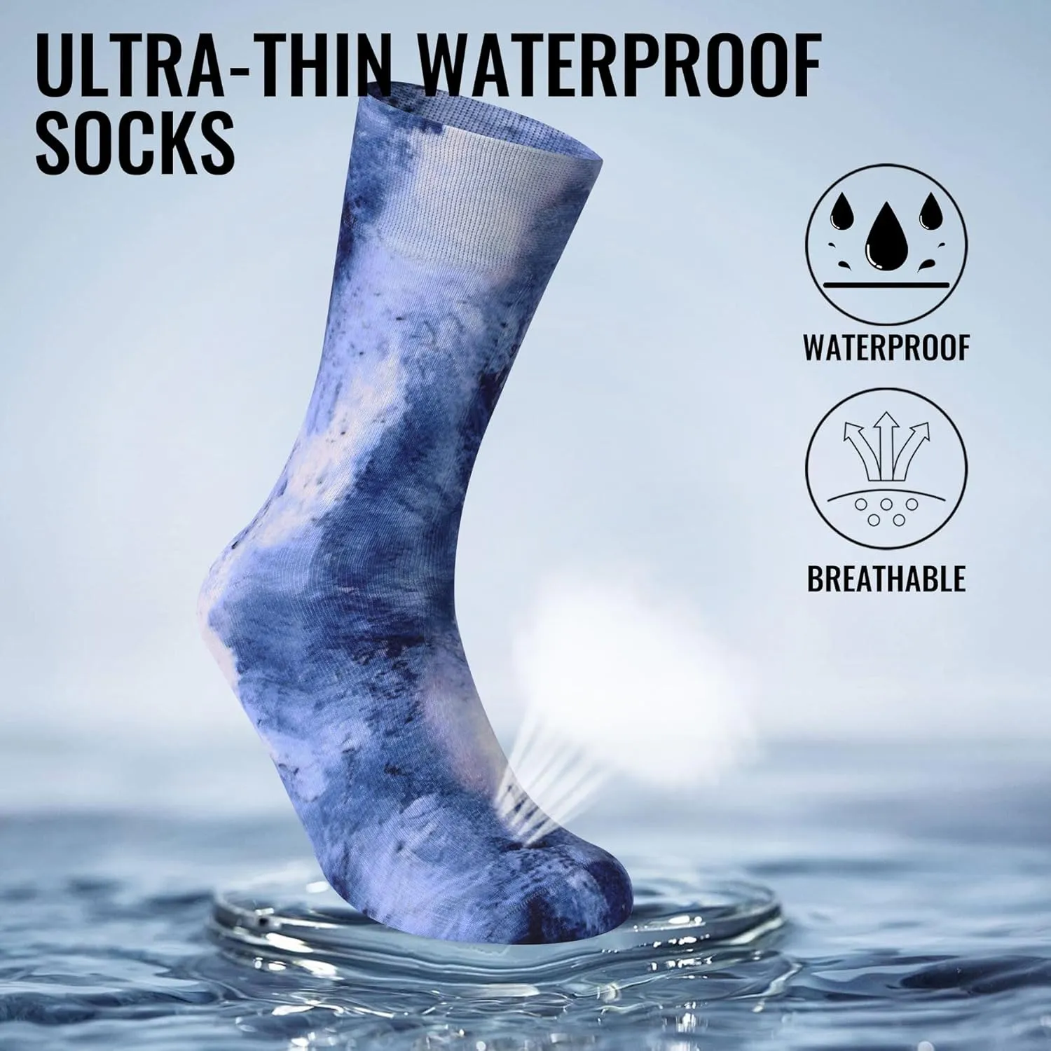 RANDY SUN Unisex Waterproof Socks 2.0 - Ultra Thin, Lightweight, Breathable for Sports Outdoor Activities