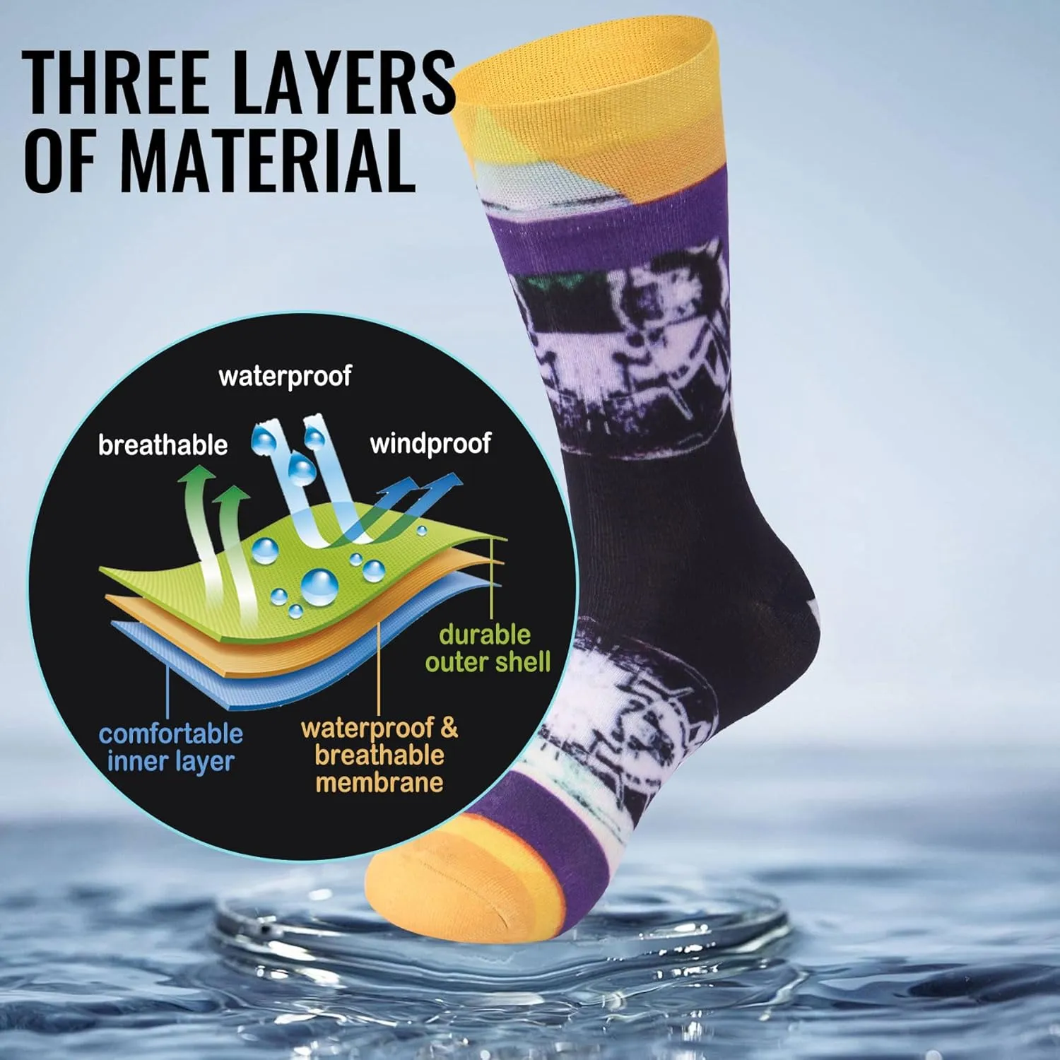 RANDY SUN Unisex Waterproof Socks 2.0 - Ultra Thin, Lightweight, Breathable for Sports Outdoor Activities