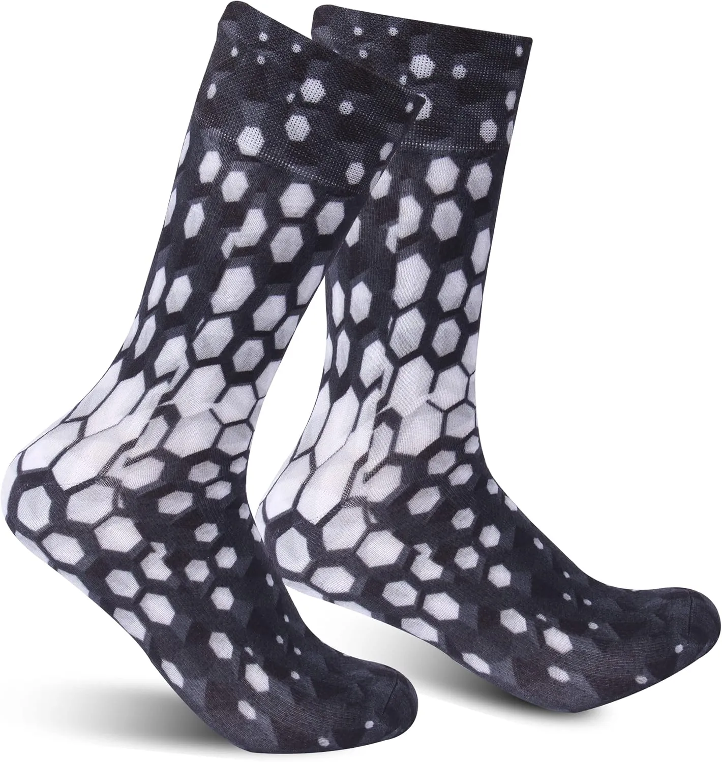 RANDY SUN Waterproof Socks for Men, Ultra Thin Outdoor Sports Breathable Hiking Camping Crew Women Lightweight Kayaking Neoprene Socks 1 Pair Black&White