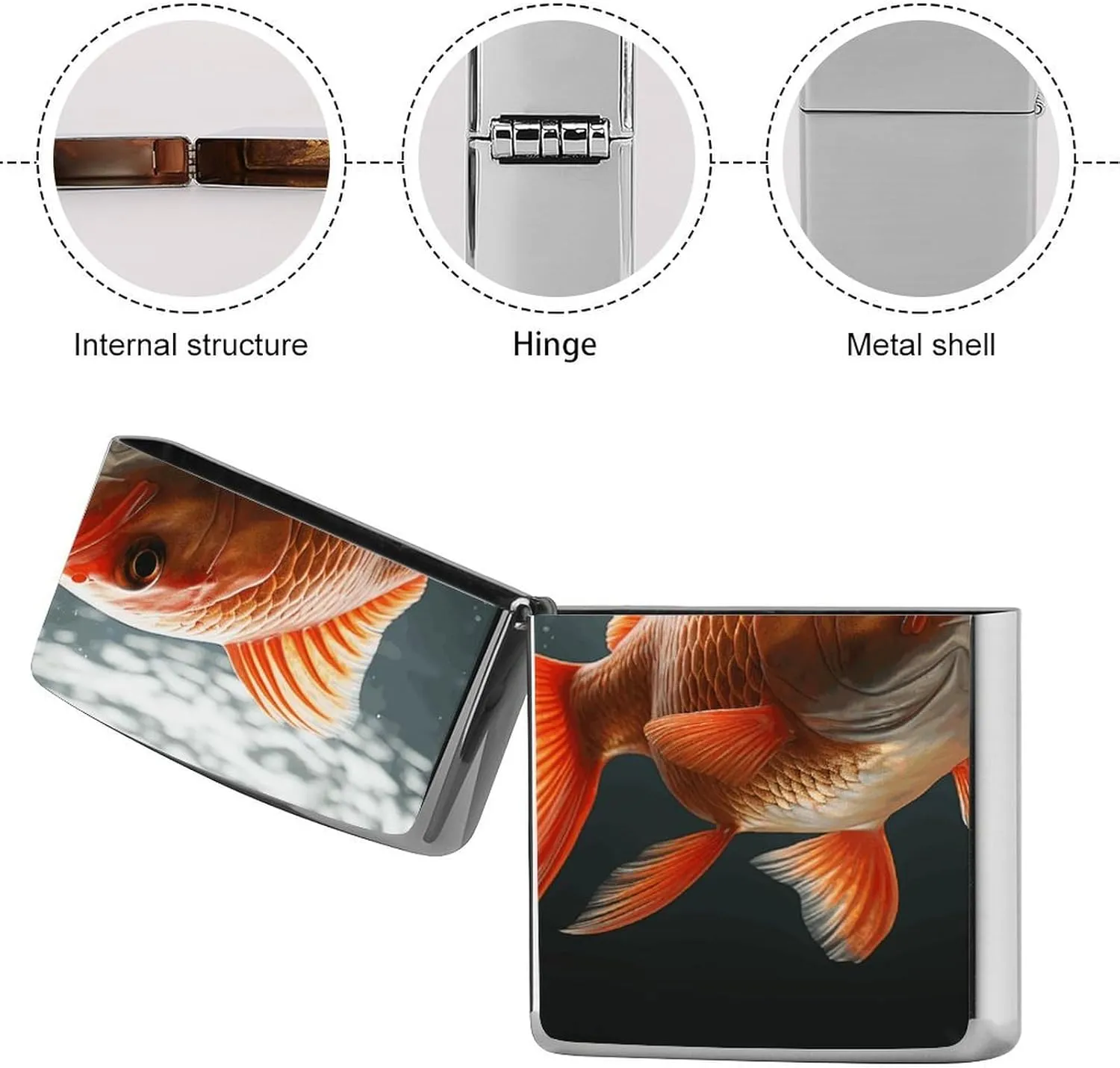 Real FishLighter Case Waterproof Lighter Sleeve Lighters Protective Cover with Graffiti Design