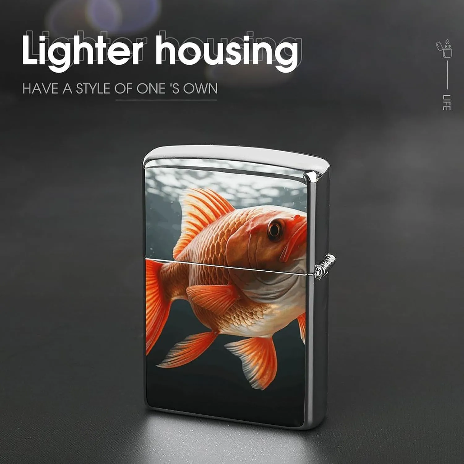 Real FishLighter Case Waterproof Lighter Sleeve Lighters Protective Cover with Graffiti Design