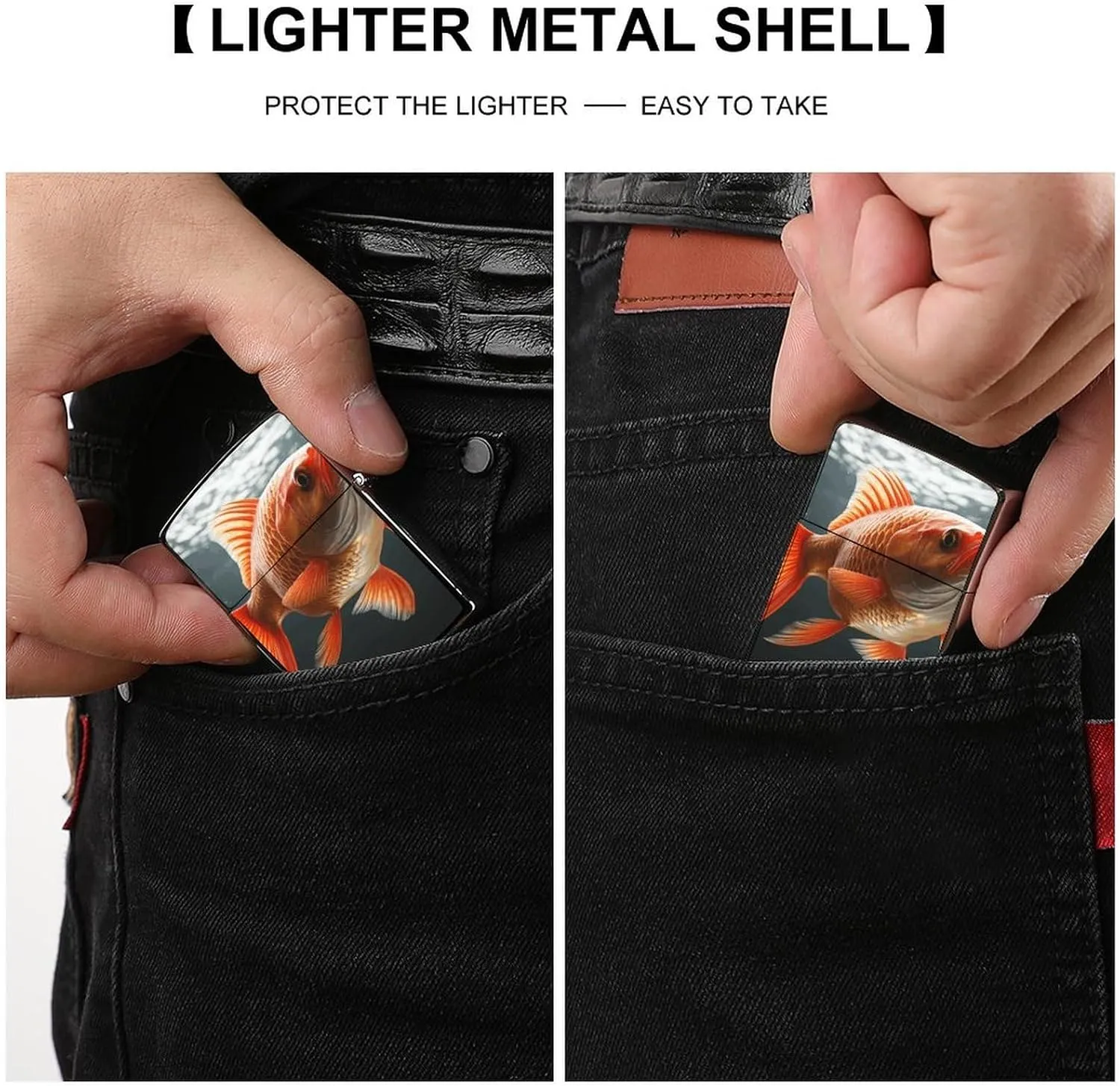 Real FishLighter Case Waterproof Lighter Sleeve Lighters Protective Cover with Graffiti Design