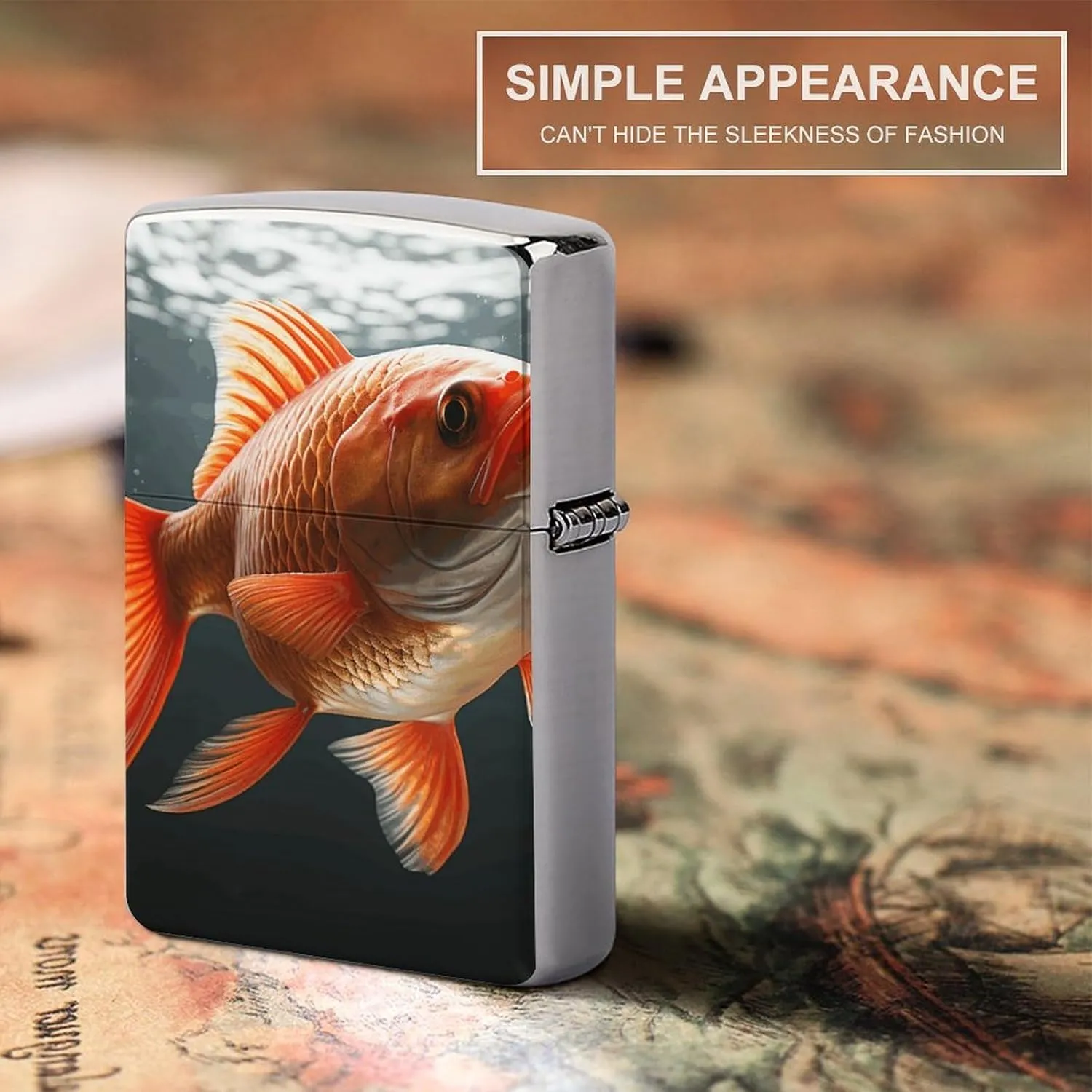 Real FishLighter Case Waterproof Lighter Sleeve Lighters Protective Cover with Graffiti Design