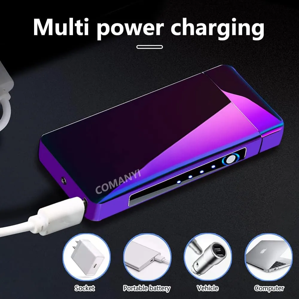 Rechargeable USB Electric Plasma Arc Lighter with LED Power Display - Windproof for Candles, Camping, Hiking, Traveling (Magic)