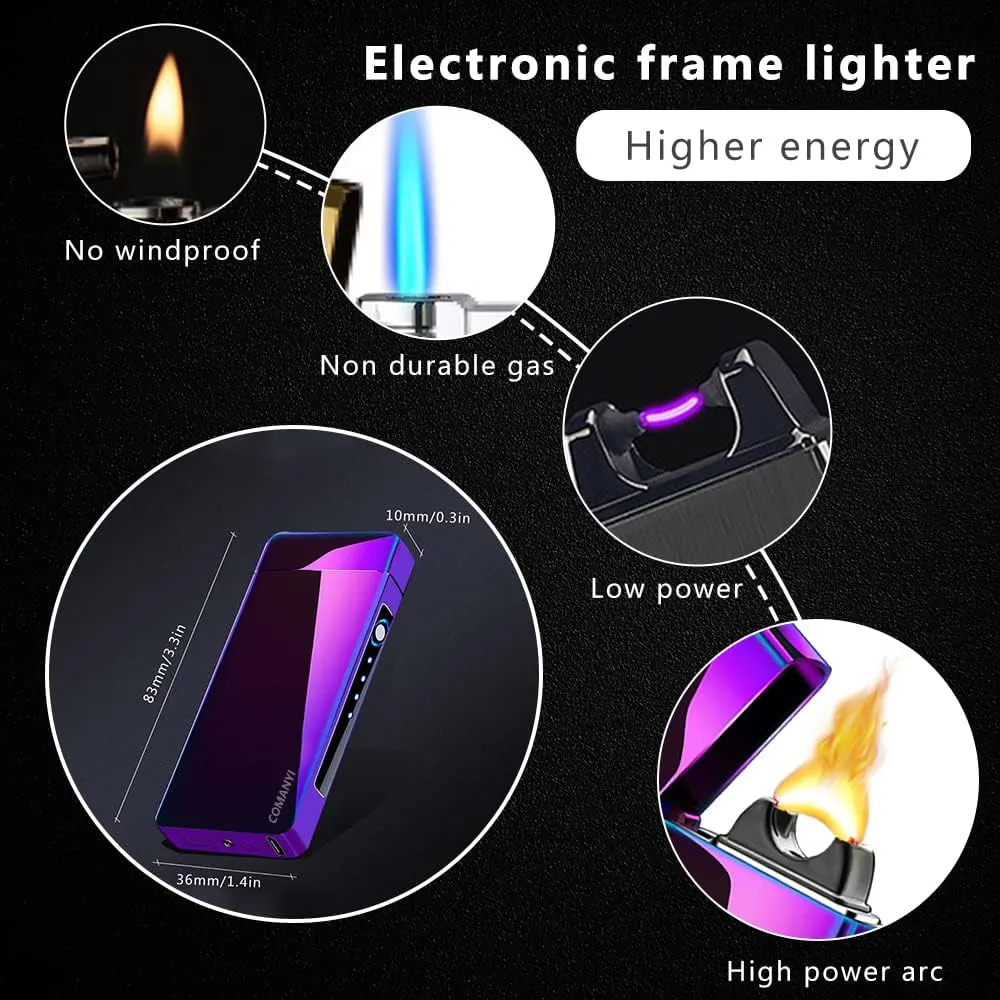 Rechargeable USB Electric Plasma Arc Lighter with LED Power Display - Windproof for Candles, Camping, Hiking, Traveling (Magic)