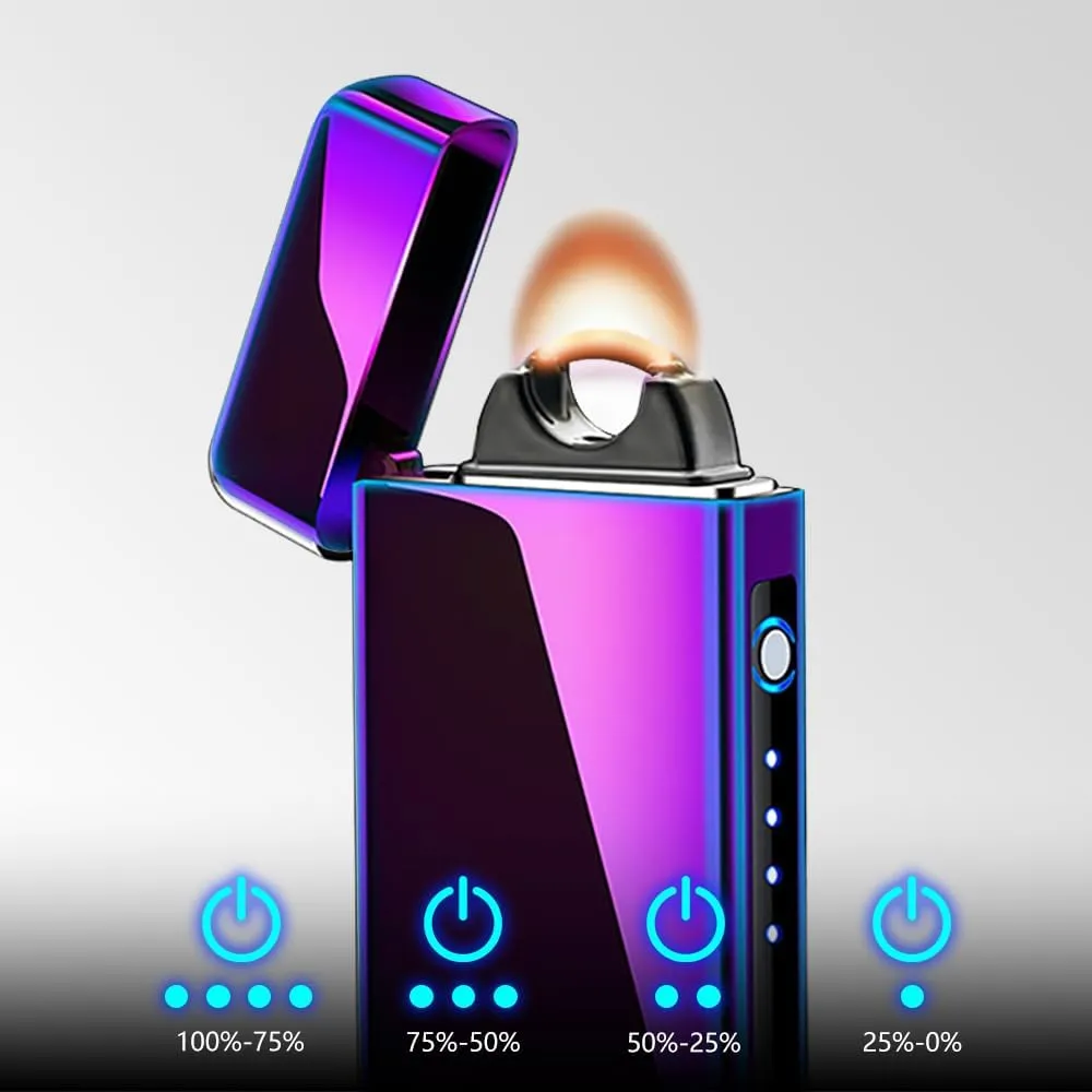 Rechargeable USB Electric Plasma Arc Lighter with LED Power Display - Windproof for Candles, Camping, Hiking, Traveling (Magic)