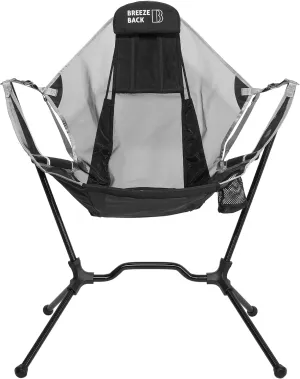 Reclining Rocking Camping Chair – Lightweight Foldable Outdoor Chair with Smooth Rocking Motion, Adjustable Recline, Padded Headrest, Cup Holder, Mesh Back, Carry Bag – 250 lb Capacity