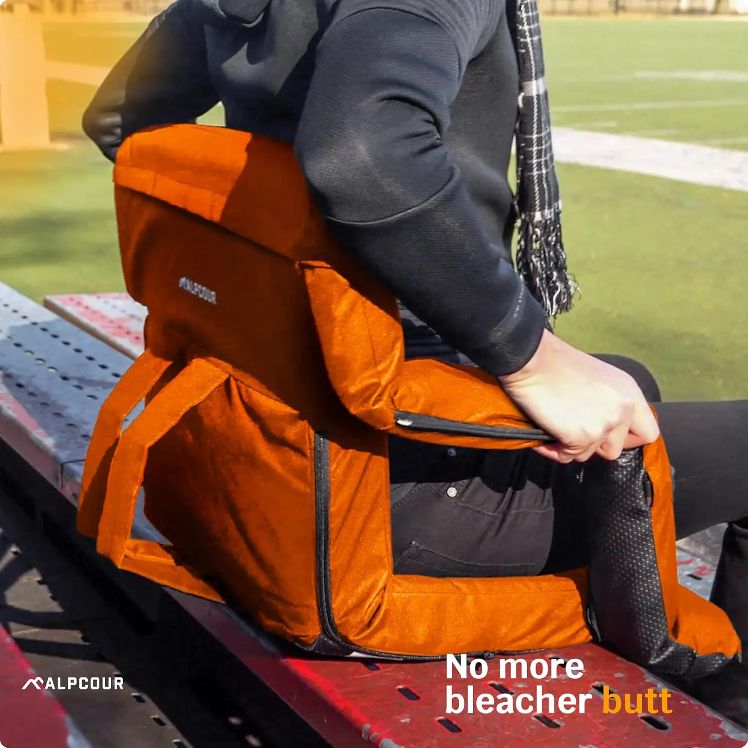 Reclining Stadium Seats for Bleachers with Back Support – Wide Bleacher Chair Cushion, Armrests, Large Pockets, and Multiple Safety Features – Best Stadium Seat Chairs for Camping, Kayak Backs & More
