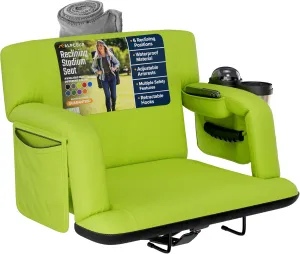 Reclining Stadium Seats for Bleachers with Back Support – Wide Bleacher Chair Cushion, Armrests, Large Pockets, and Multiple Safety Features – Best Stadium Seat Chairs for Camping, Kayak Backs & More