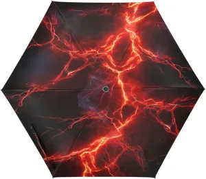 Red Lightning Spark Windproof Umbrella Auto Open Folding Umbrella, 6 Ribs Reverse Umbrella for Travel Golf Rain