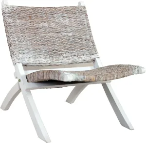 Relaxing Chair,Camping Chairs - Outdoors with a Versatile Chair,Sports Chair,Outdoor Chair & Lawn Chair,for Camping White Natural Kubu Rattan and Solid Mahogany Wood
