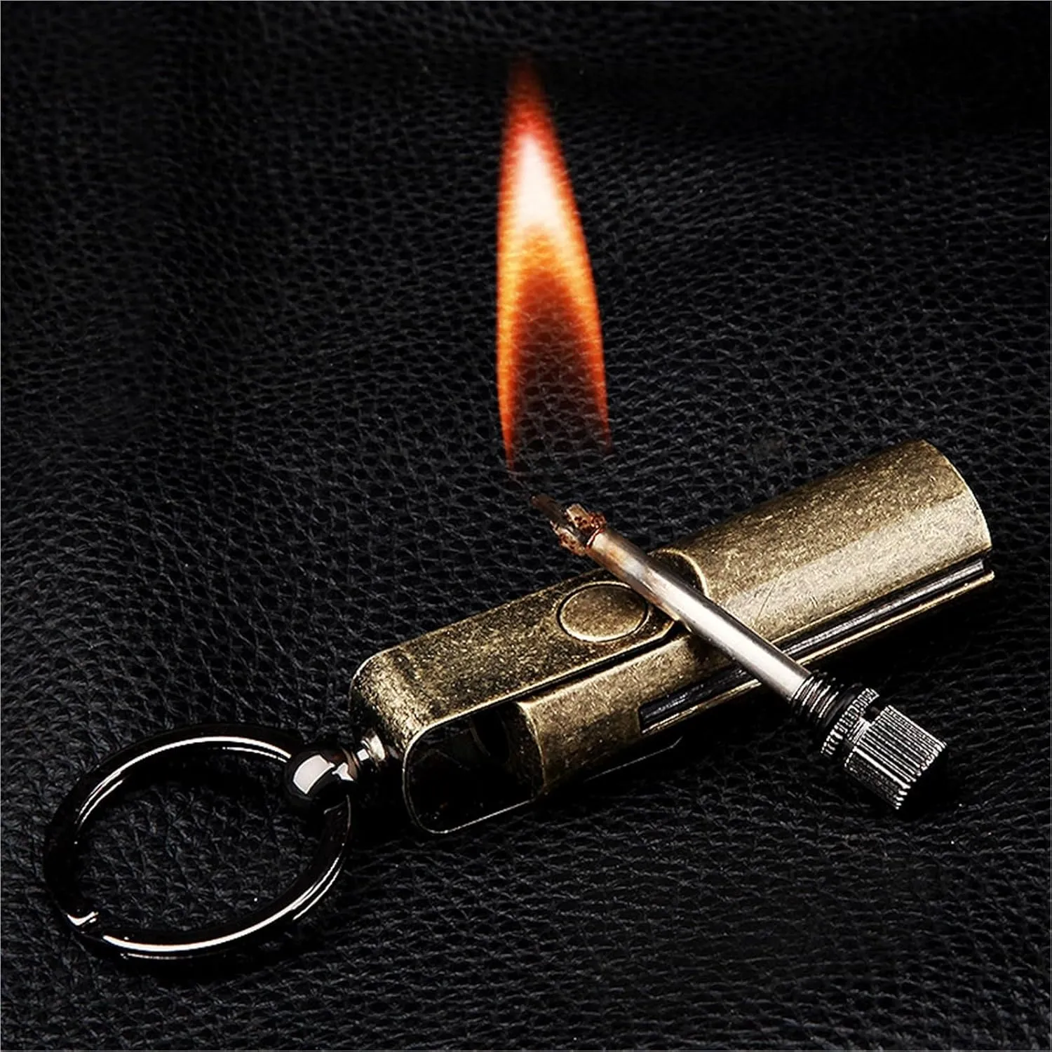 Retro Kerosene Lighter, Portable Waist Keychain Outdoor Camping Survival Lighter, Inflatable Waterproof Lighter, Reusable Match Lighter.(B)