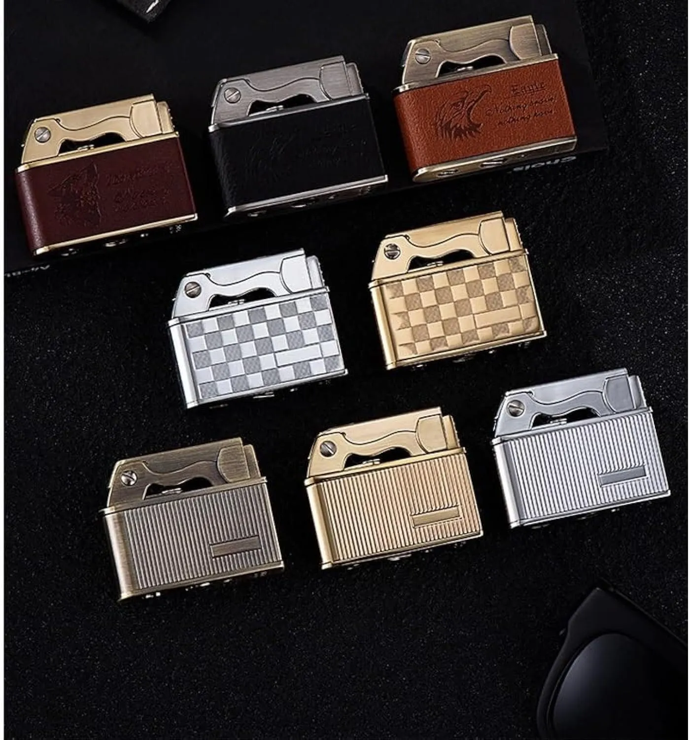 Retro Vintage One Button Ejection Ignition Kerosene Lighter Antique Collectible Trench Classic Flint Wheel Refillable Grinding Windproof(#0c4f25)