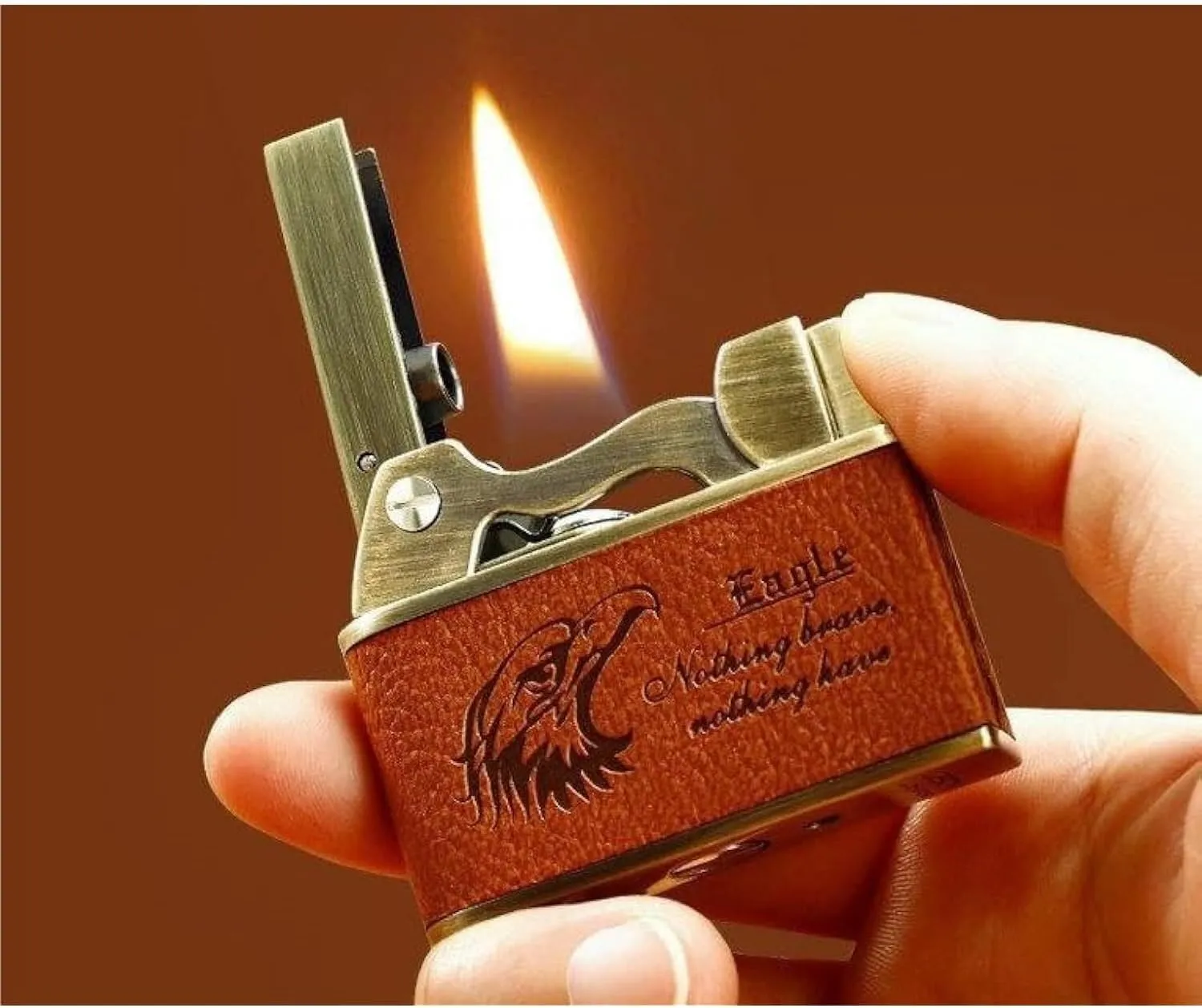 Retro Vintage One Button Ejection Ignition Kerosene Lighter Antique Collectible Trench Classic Flint Wheel Refillable Grinding Windproof(#0c4f25)