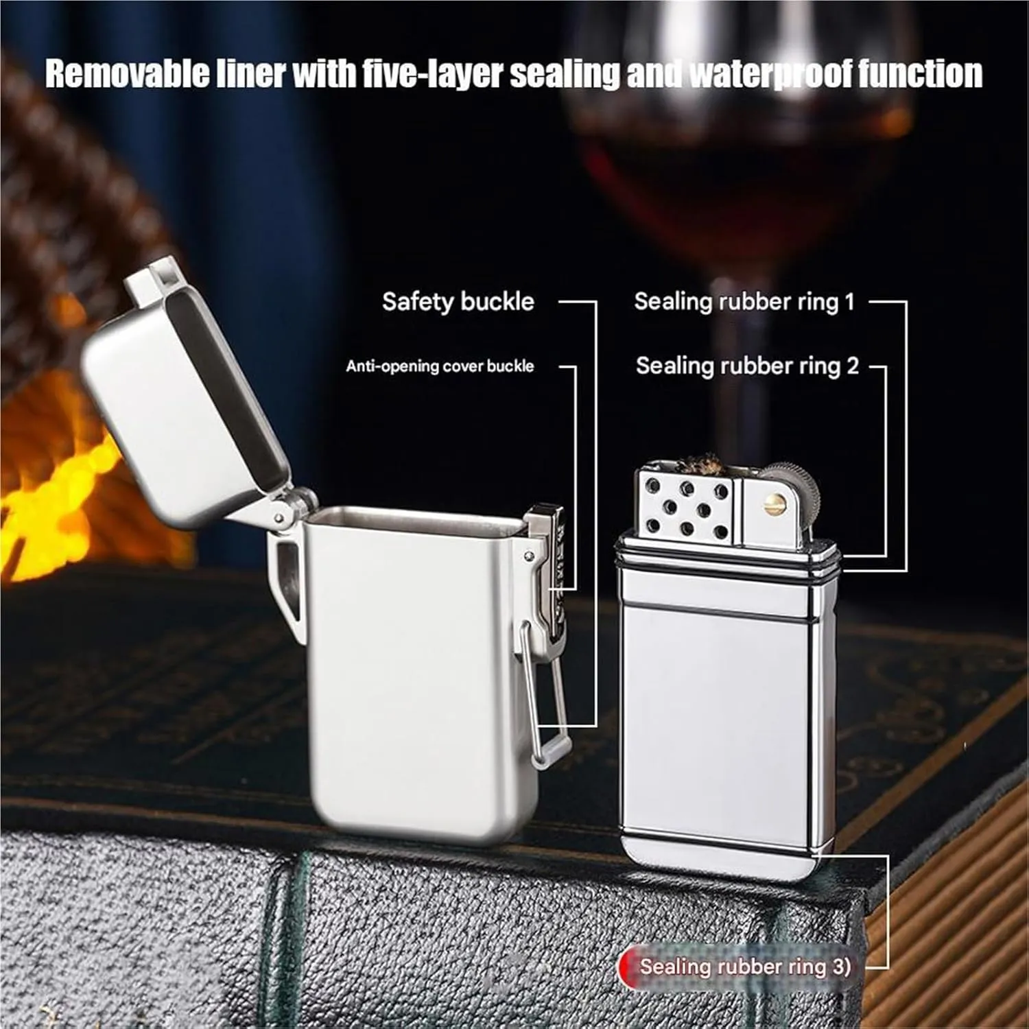 Retro Windbreaker Lighter Waterproof Lighter Kerosene Lighter Portable Lighter Suitable for Outdoor Camping Collection and Gift Giving(C)