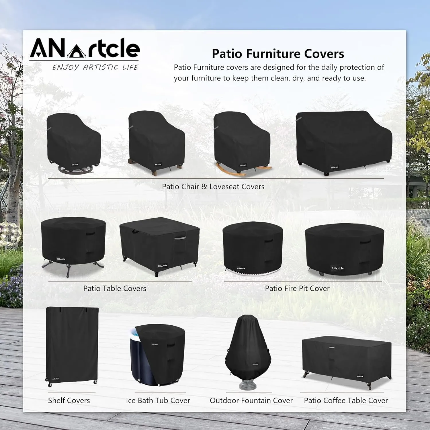 Rocking Chair Covers for GCI Outdoor 37072 Chair, Freestyle Rocker, Waterproof Heavy Duty Camping Chair Covers (26 W x 27 D x 34 H Inches) Black