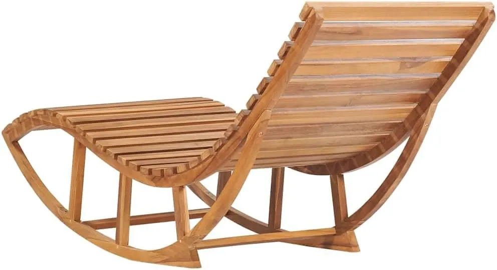 Rocking Sun Lounger with Cushion Solid Teak Woodoutdoor Lounge Chairs Recliner Chair Patio Chairs Camping chairsSuitable for Gardens, courtyards