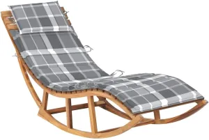 Rocking Sun Lounger with Cushion Solid Teak Woodtanning Chair Camping Chairs Recliner Patio Suitable for Garden Courtyard