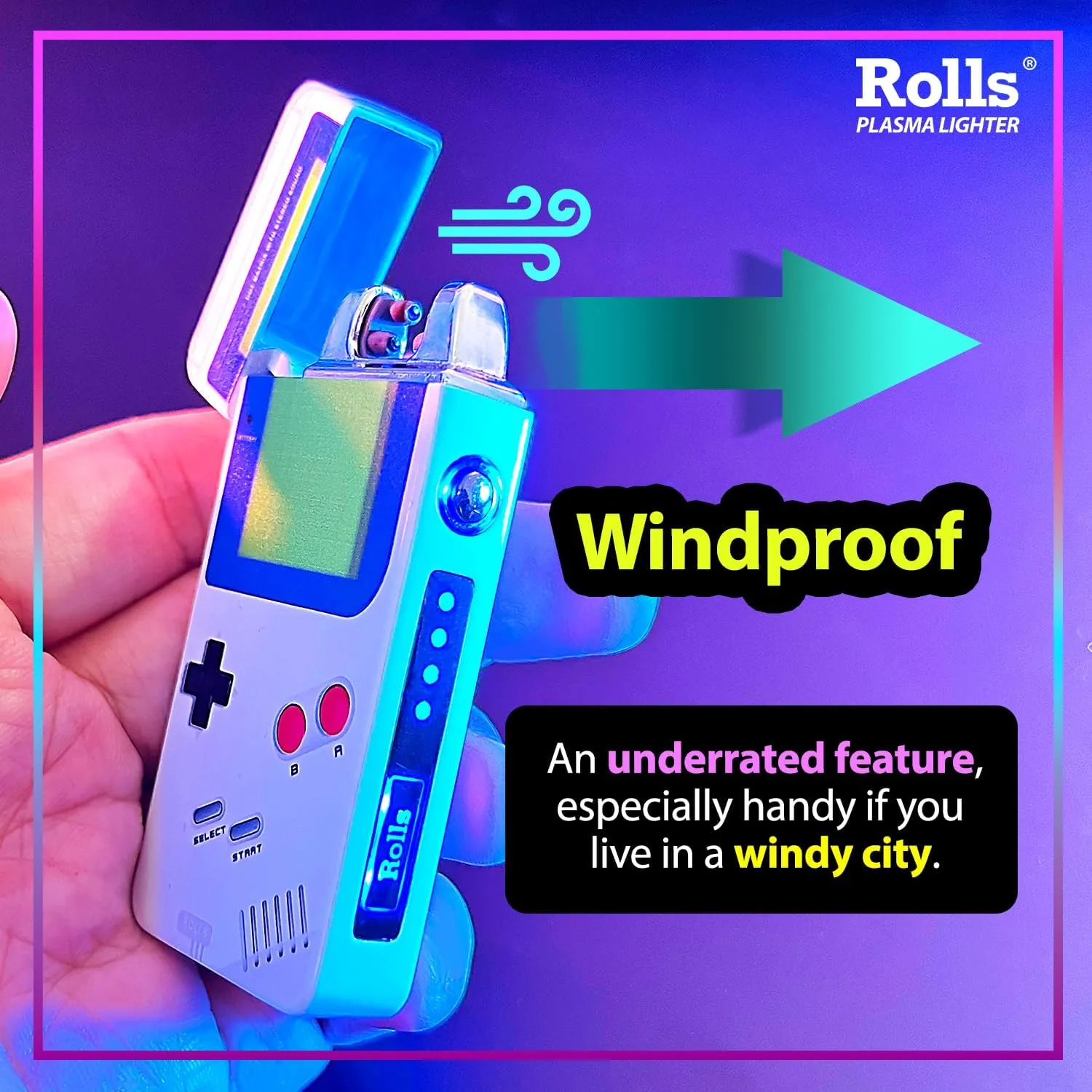 Rolls Electric Lighter - Cool Lighters - Retro Gamer Gifts for Men - Cool Gadgets - Custom Unique Birthday Gifts - Stocking Stuffers for Men - by Rolls Plasma Lighter (Blue Classic)