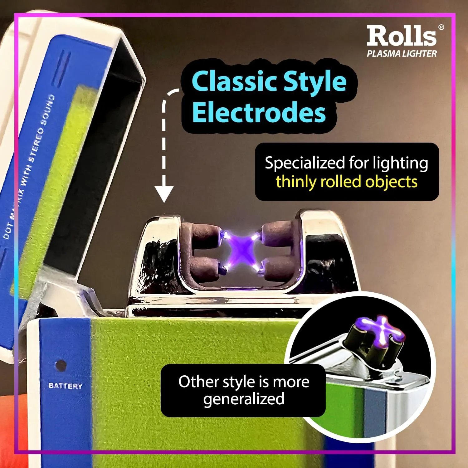 Rolls Electric Lighter - Cool Lighters - Retro Gamer Gifts for Men - Cool Gadgets - Custom Unique Birthday Gifts - Stocking Stuffers for Men - by Rolls Plasma Lighter (Blue Classic)