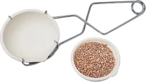 Rosenthal Collection Melting Ceramic Crucible Dish Cup Set of 2 Melting Gold Silver Copper with Whip Tongs Handle 2A (Jumbo)