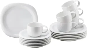 Rosenthal Suomi White - 18 Pieces for 6 People, Porcelain Dinner Set, Modern Coffee Tableware, White