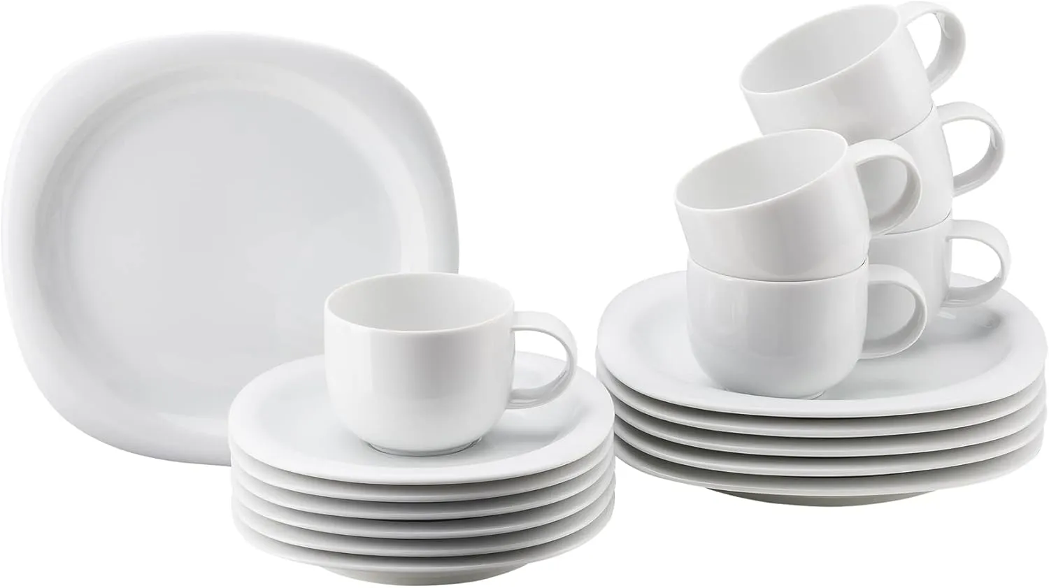 Rosenthal Suomi White - 18 Pieces for 6 People, Porcelain Dinner Set, Modern Coffee Tableware, White
