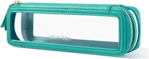ROWNYEON Small Waterproof Toiletry Organizer Train Case, CLear Travel Makeup Bag for Women，Transparent Cosmetic Bag，Portable Makeup Case Organizer (green)