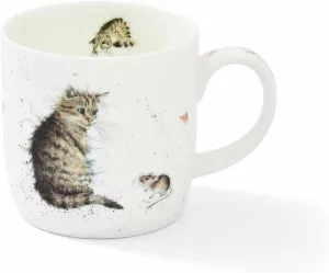 Royal Worcester Wrendale Designs Cat and Mouse Mug | 11 Ounce Coffee Mug with Cat Design for Tea, Coffee and Hot Cocoa | Made from Fine Bone China | Microwave and Dishwasher Safe