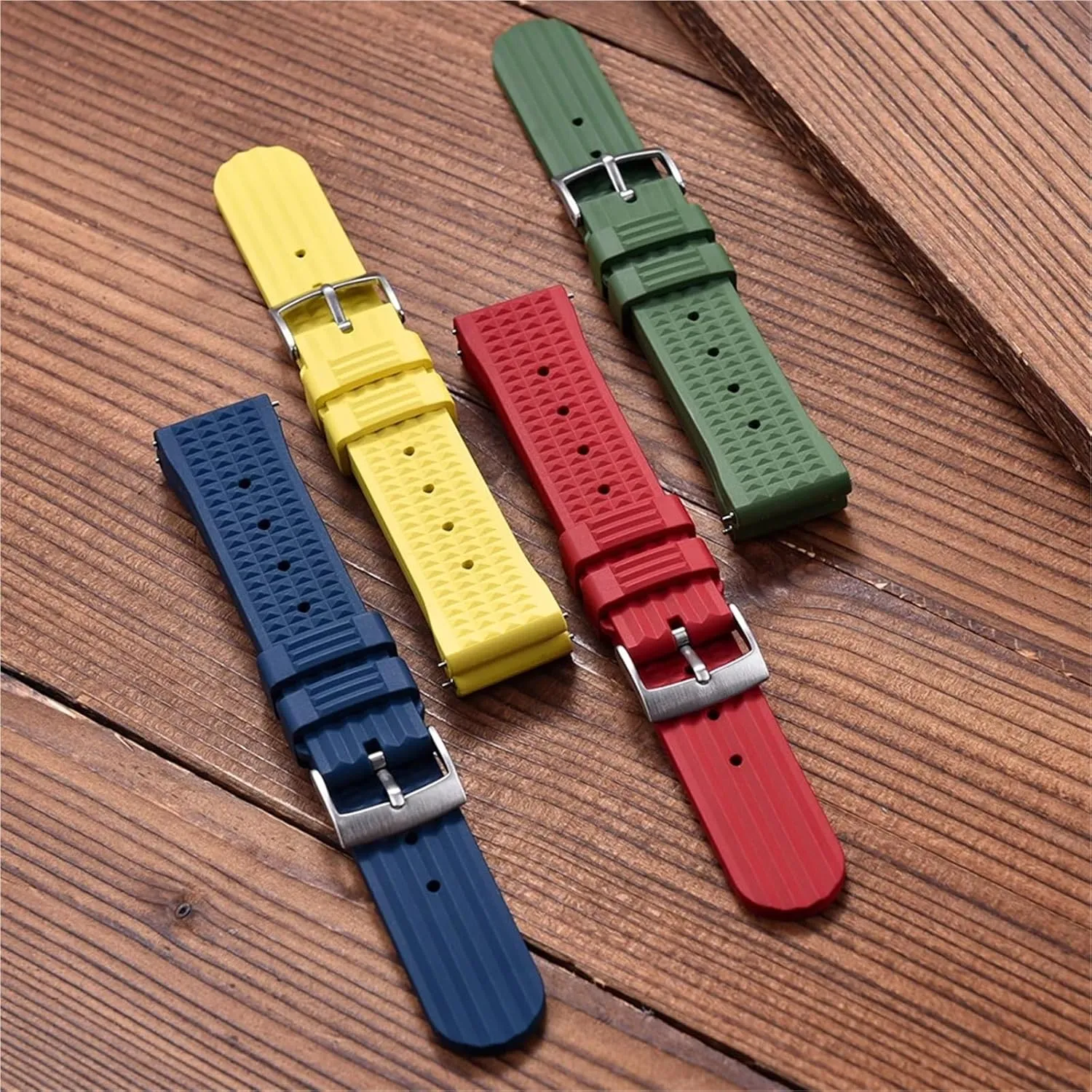 Rubber Waffle Watch Strap 20mm 22mm Universal Diver Waterproof Comfortable Sports Fast Release Watchbands