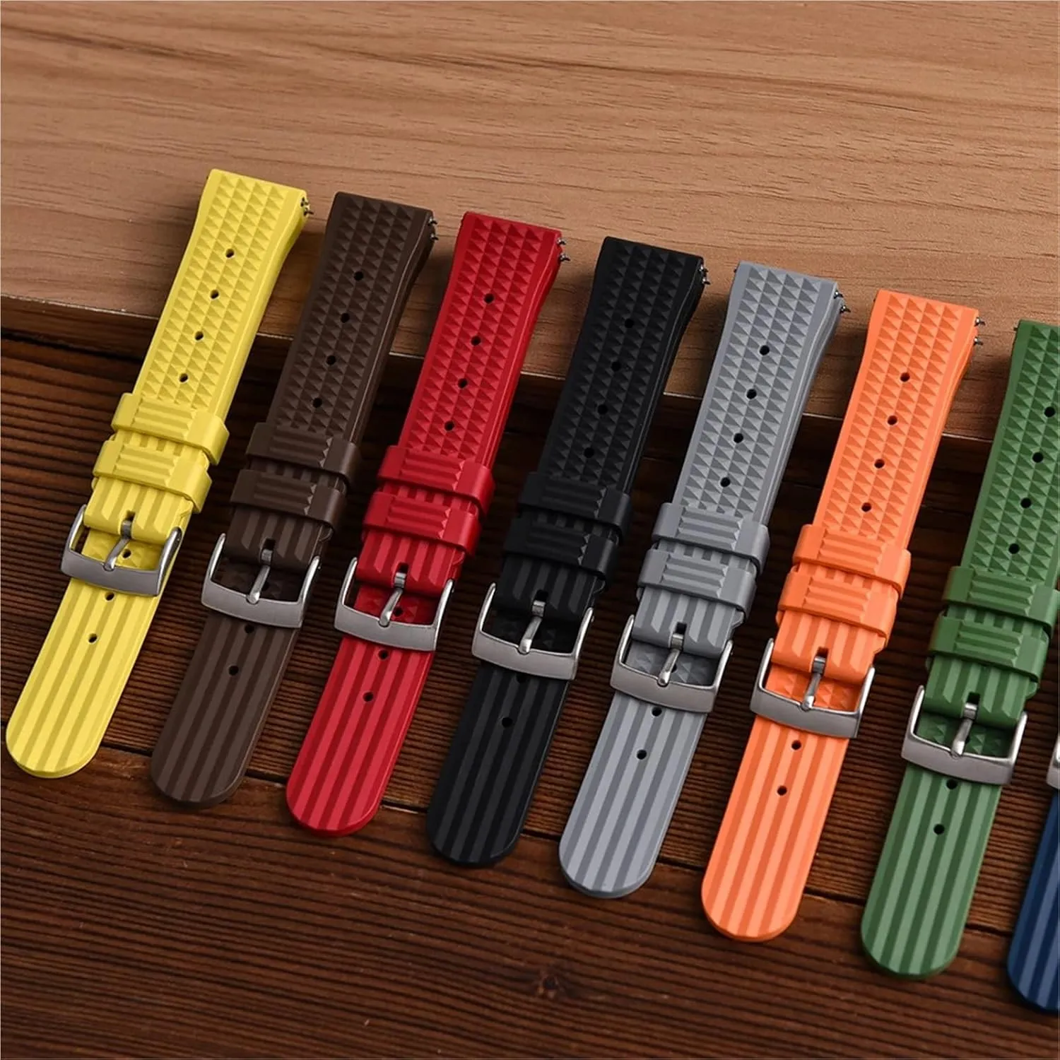 Rubber Waffle Watch Strap 20mm 22mm Universal Diver Waterproof Comfortable Sports Fast Release Watchbands