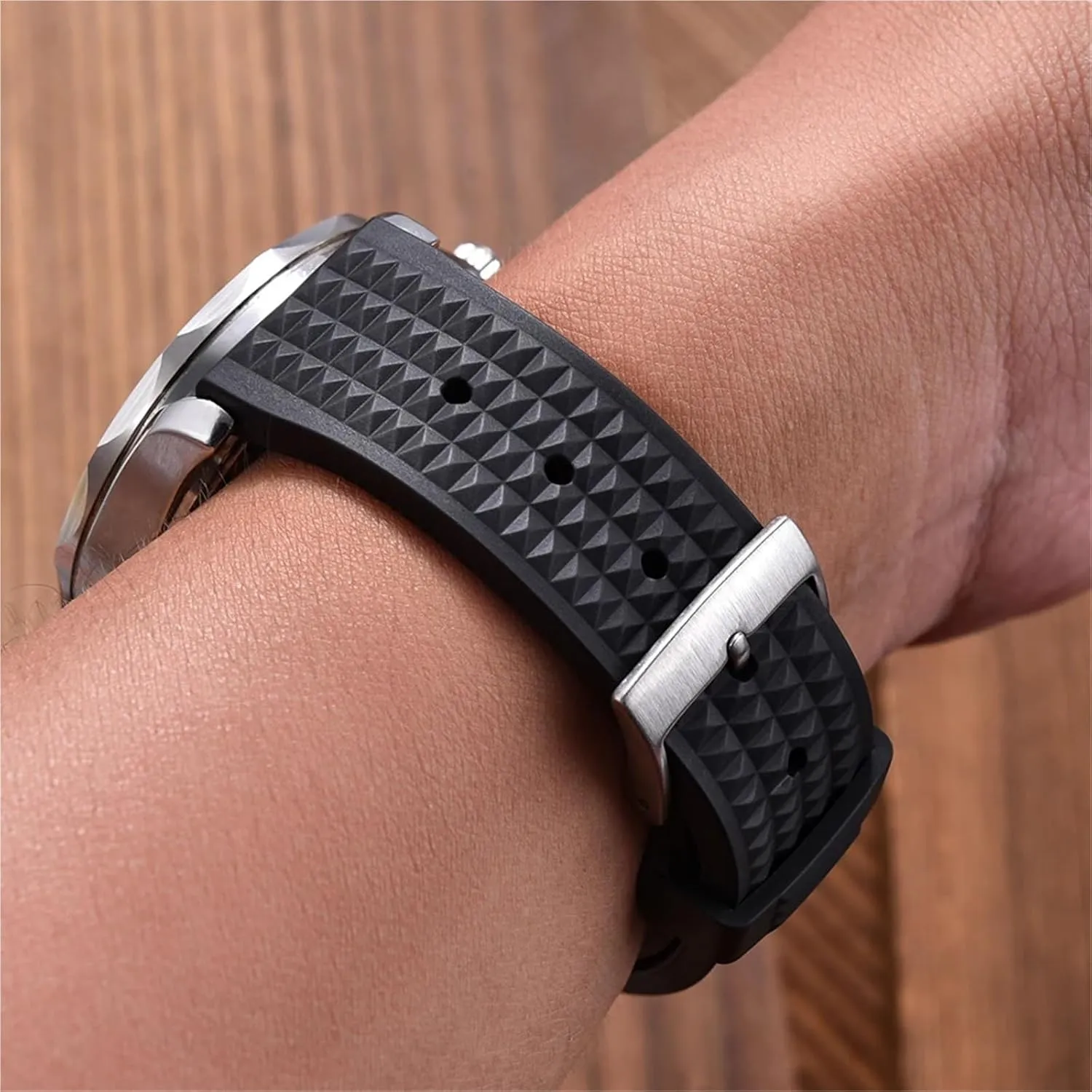 Rubber Waffle Watch Strap 20mm 22mm Universal Diver Waterproof Comfortable Sports Fast Release Watchbands