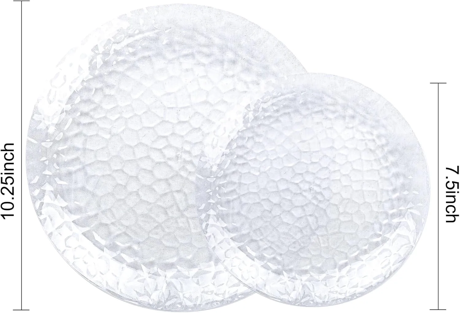 Rubtlamp 100Pcs Clear Plastic Plates, Heavy-Duty Party Plates, clear hammered plastic plates Include 50 Clear Dessert/Salad Platos, 50 Dinner Platos for Party