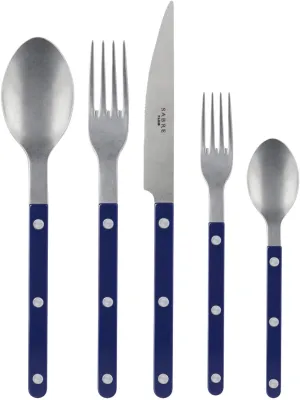 Sabre Paris Flatware Bistrot Stainless Steel 5-Piece Place Setting Service for 4 (20 Pieces, Navy Bistrot Vintage)