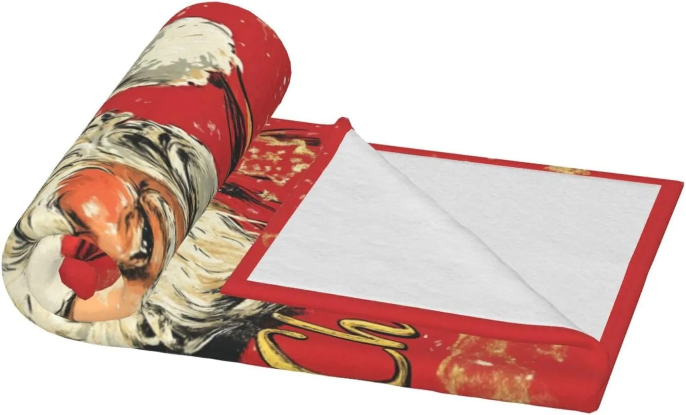 Santa Claus Throw Blankets，Christmas Soft Fleece Blanket 60"X50" Couch Cover for Bed Sofa Chair Camping Travel