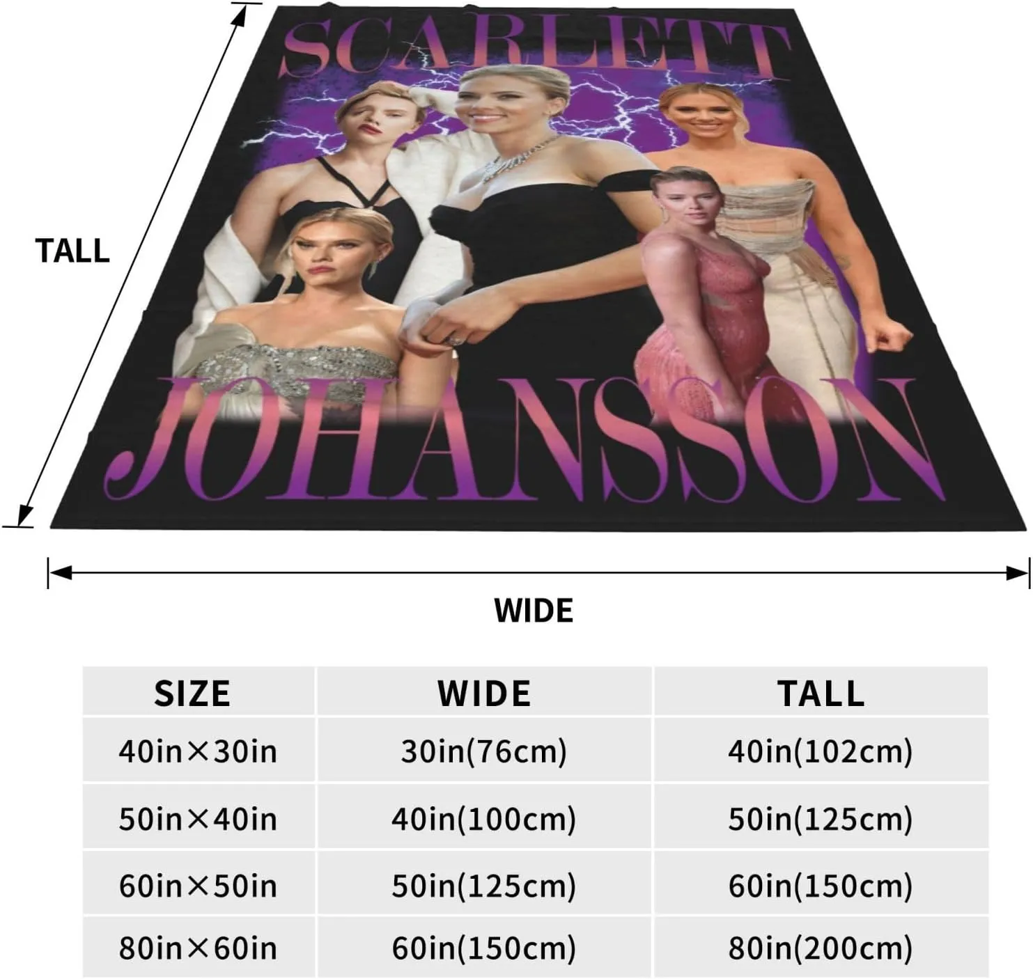 Scarlett Johansson Blanket Flannel Fleece Printed Throw Blankets Ultra Soft Micro Warm Blanket for All Season Bedding Chair Sofa Couch Bed 50"x40"