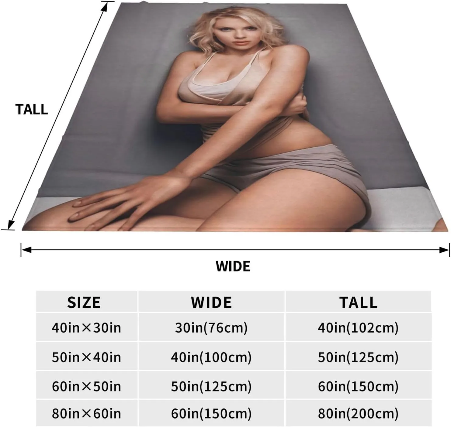 Scarlett Johansson Blanket Flannel Fleece Printed Throw Blankets Ultra Soft Micro Warm Blanket for All Season Bedding Chair Sofa Couch Bed 50"x40"