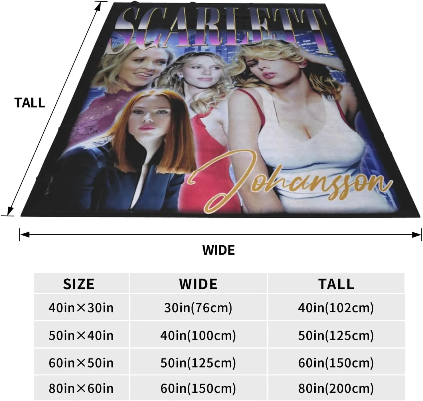Scarlett Johansson Blanket Flannel Fleece Printed Throw Blankets Ultra Soft Micro Warm Blanket for All Season Bedding Chair Sofa Couch Bed 50"x40"