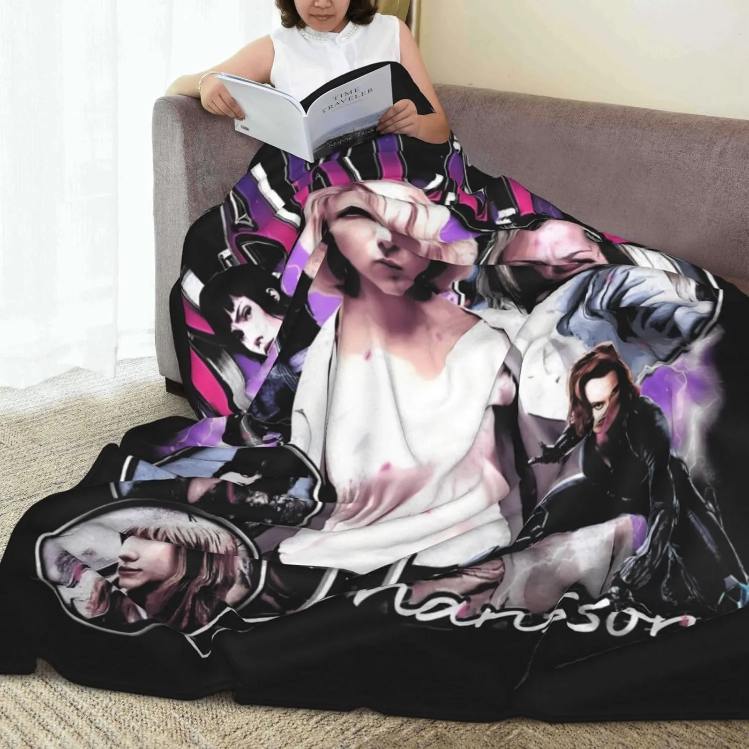 Scarlett Johansson Blanket Flannel Fleece Printed Throw Blankets Ultra Soft Micro Warm Blanket for All Season Bedding Chair Sofa Couch Bed 50"x40"